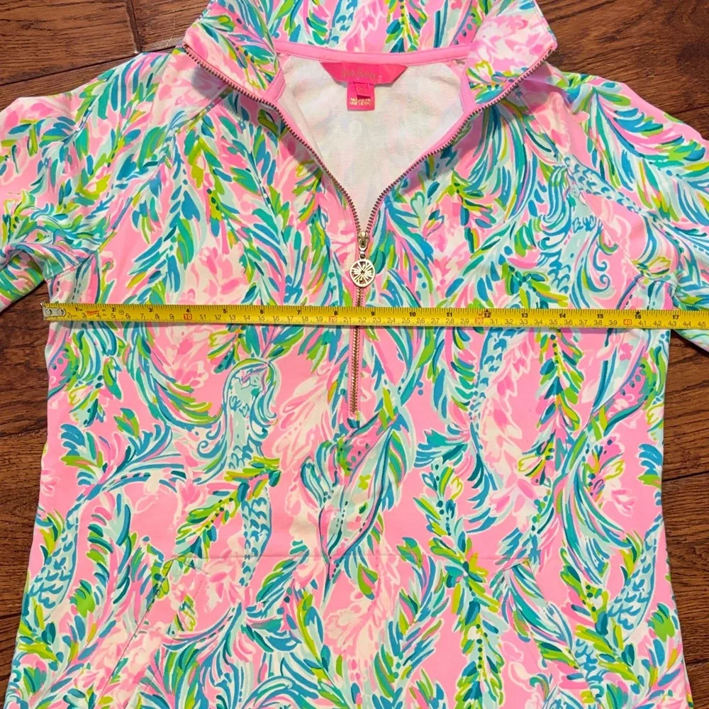 Lilly Pulitzer 50+ UPF Skipper Round Hem Popover Pink Green Blue Floral - Picture 6 of 7